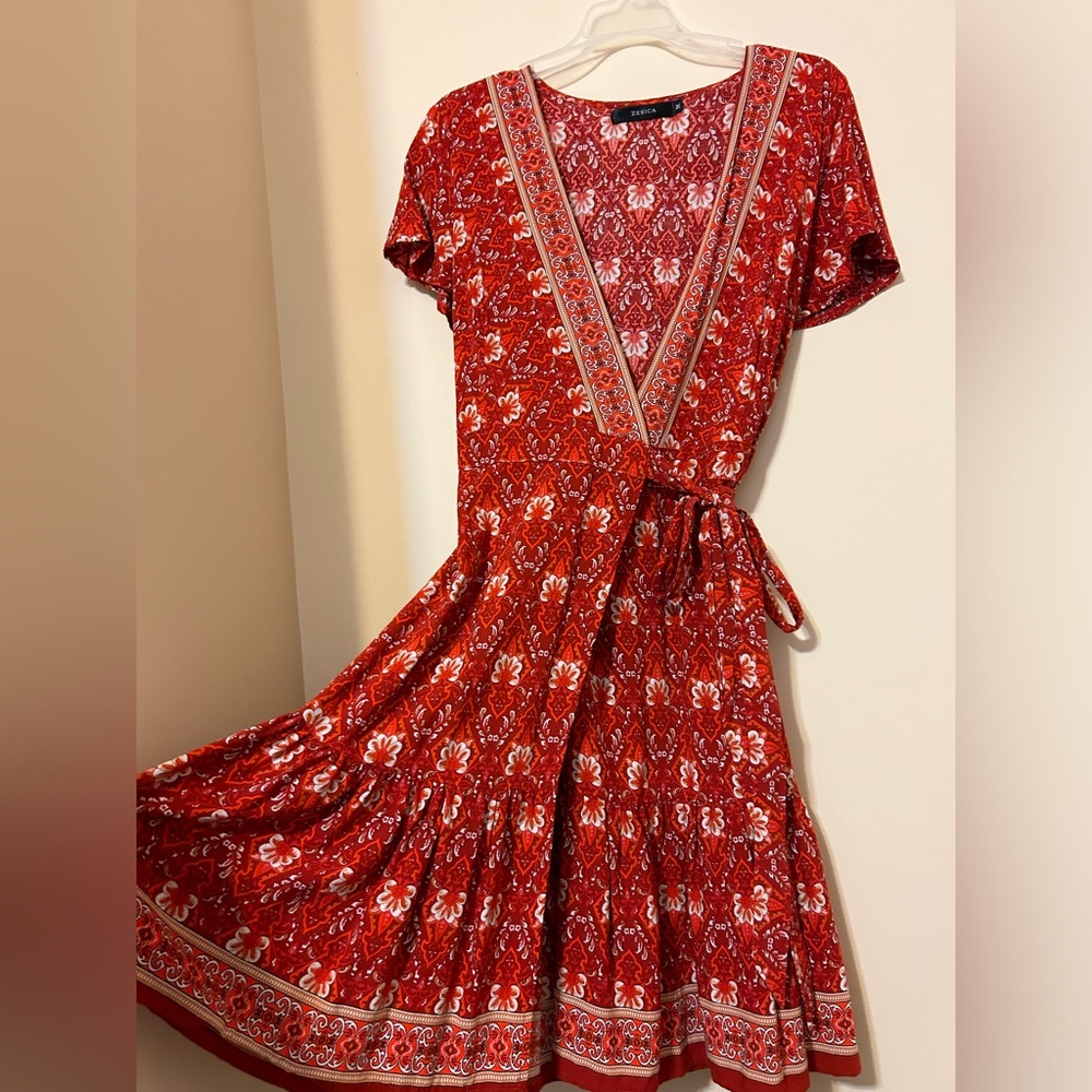 Zesica Bohemian Floral Wrap Dress
